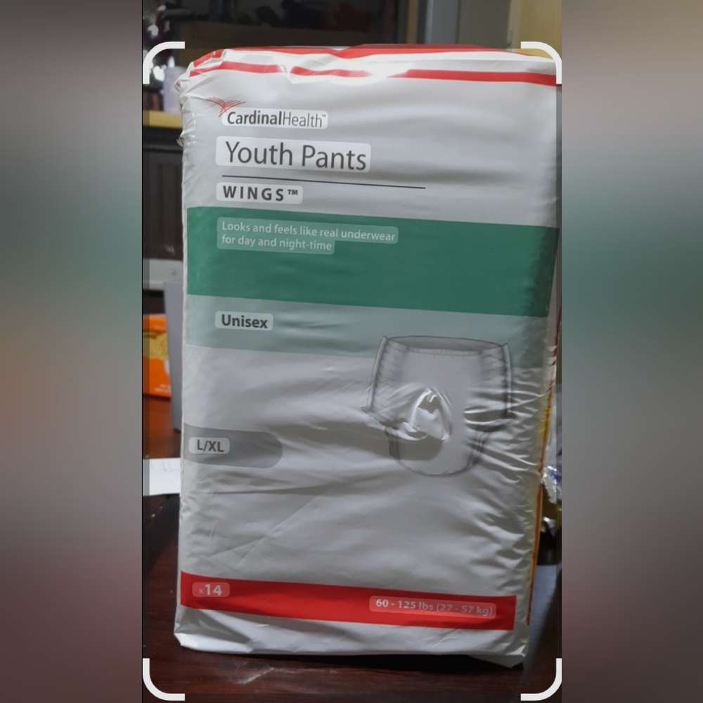 (2) 14ct New Cardinal Health Youth Adult Pull Ups Diapers L/XL 60-125lbs 28